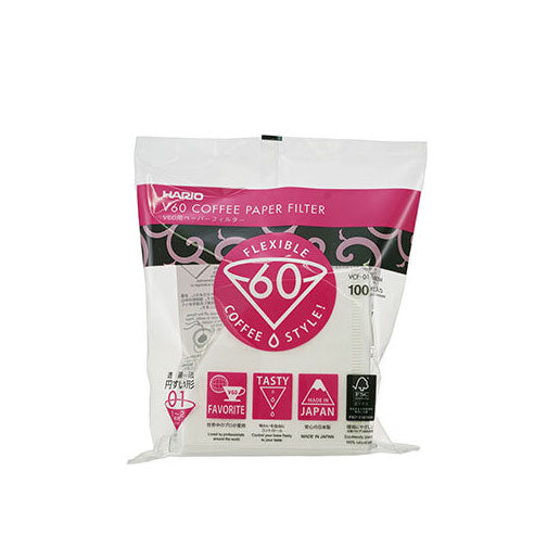 V60 White Paper Filters, Size 01 (100 ct)